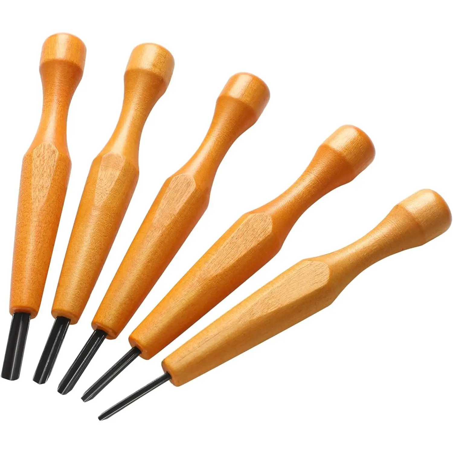 5-piece linoleum carving tool set - triangular linoleum and wood carving chisels, V-shaped tools for linoleum prints and wood carving (1.5mm, 2mm, 3mm, 4mm, 5mm)