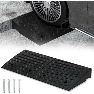 2 count Rubber Curb Ramps,6.3" Rise Height,5T Capacity Threshold Ramps for Loading Dock,Driveway Curb Ramp,Curbside  Ramp for  SUV   Forklift Wheelchairs Lawn Mower