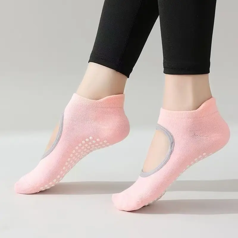 4 Pack Women Open Arch Grip Yoga Socks, Non Slip Silicone Pilates Barre Socks, Breathable Ankle Grippy Socks for Ballet Dance, Hot Yoga, Home Workout, Hospital Anti Slip Floor Socks