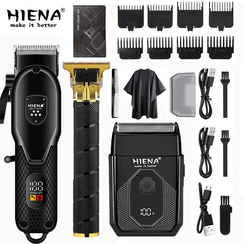 HIENA Men Professional Hair Clipper 3-in-1 Grooming Kit, LED Digital Display & USB Direct Charging, Spiral Design Detail Trimmer, Beard Trimmer, Hair Cutting Tools for Home Salon, Ideal Birthday Holiday Father’s Day Gift for Boyfriend Men