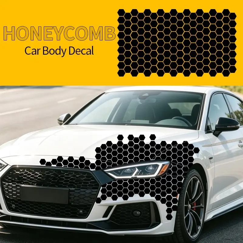 Hexagonal Car Window Sticker, Honeycomb Body DIY Decal, Self-Adhesive Waterproof Vinyl Film, Scratch-Resistant, Universal, 50x75cm, Classic Design
