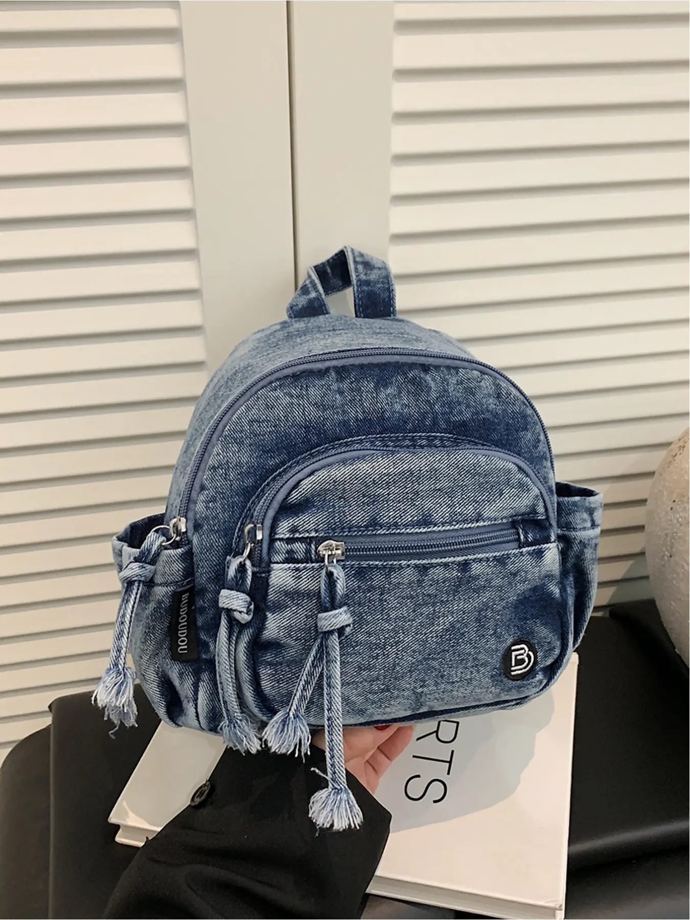 Vintage Washed Denim Mini Backpack | 2-in-1 Shoulder & Crossbody Bag, Perfect for School & Casual Outfits, School Backpacks