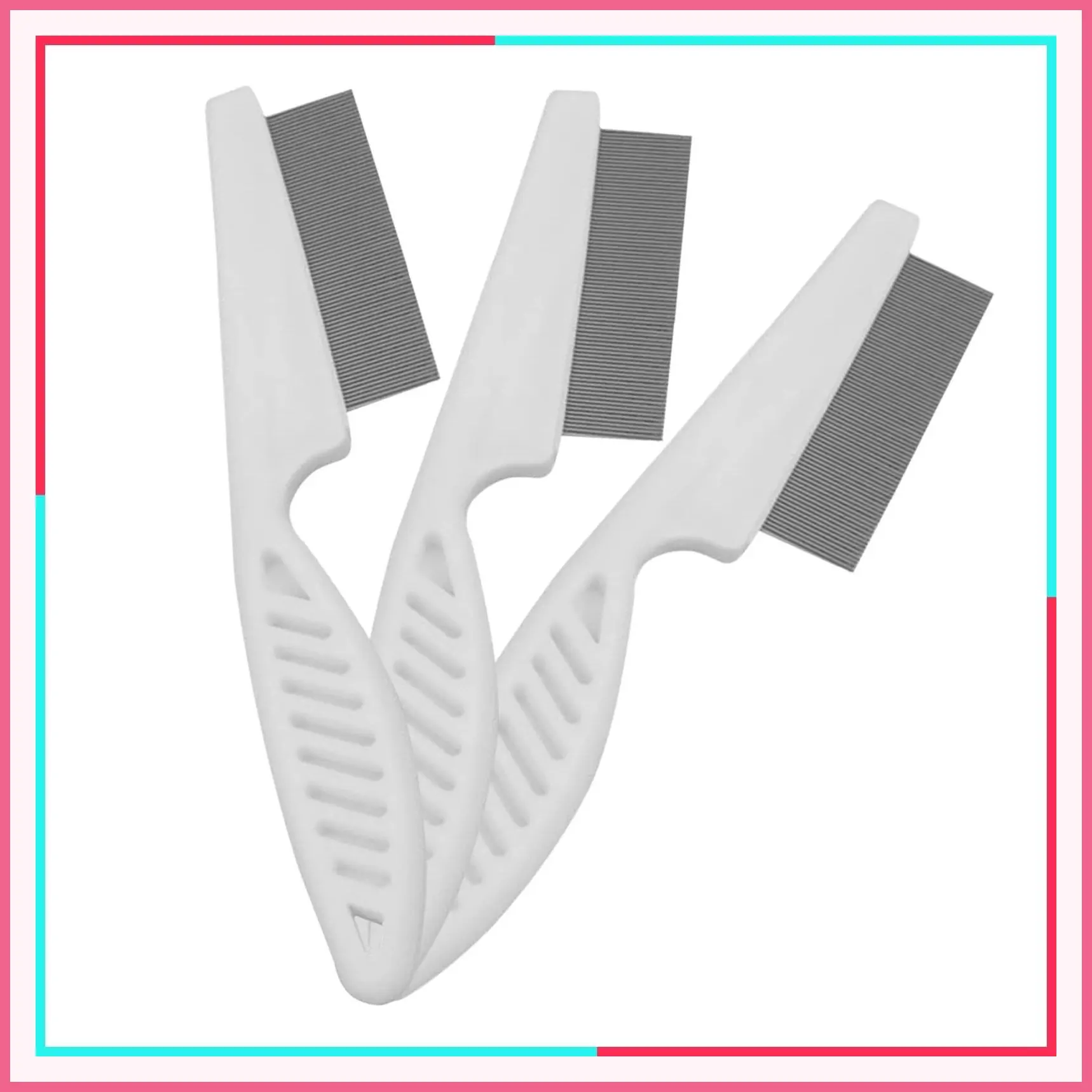 Flea Combs & Lice Brushers for Dogs and Cats, Fine Tooth Combs 3-Piece Set, WhiteGift