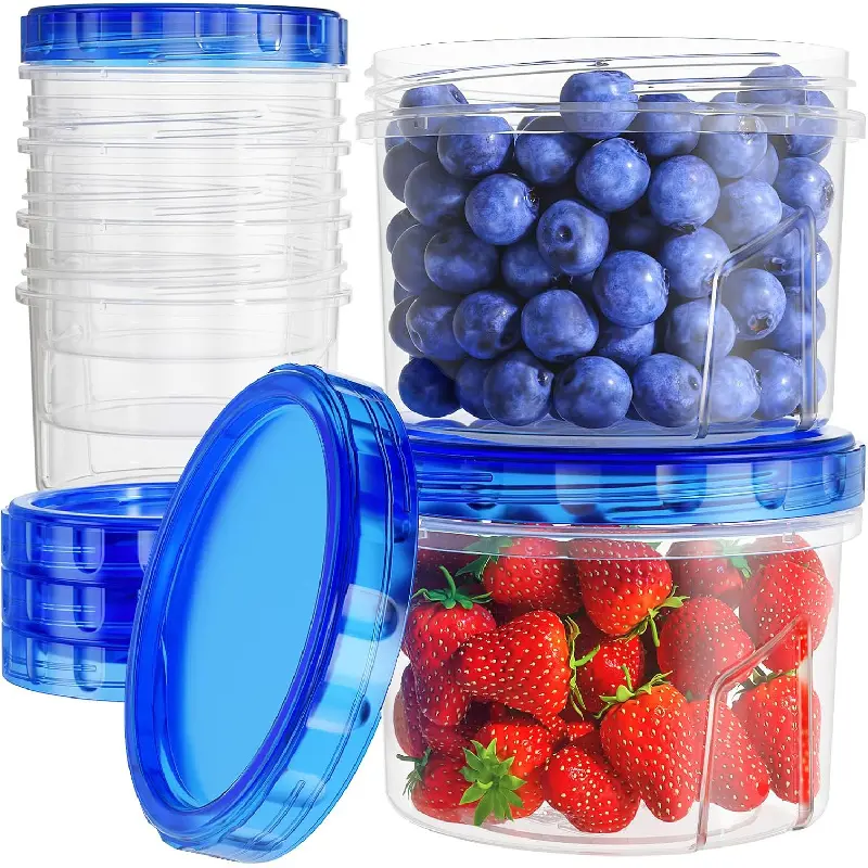 Freezer Storage Containers, [6 Pack-16 Oz] Airtight Plastic Food Storage Containers with Twist Top Lids, Soup, Meal Prep Containers| BPA Free| Stackable| Leakproof| Microwave/Dishwasher Safekb