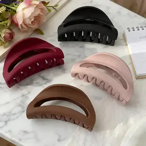 4 Pack Matte Plain Flat Silicone Claw Hair Clips, Non-Slip Comfort Pink Hair Claw Set, Durable Flat Hair Pins for Daily Hairstyles & Updos