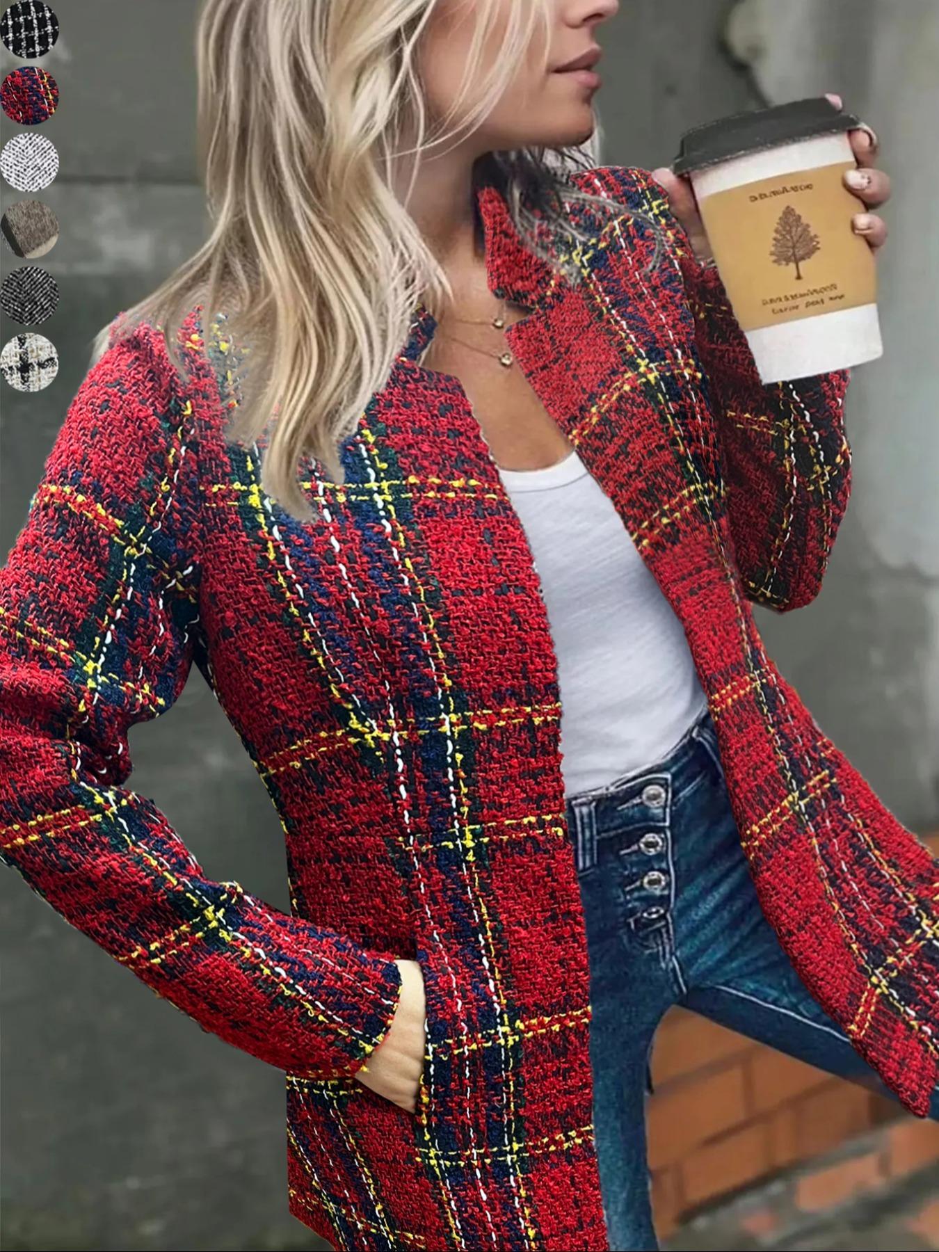 Women's Solid Color Pocket Long Sleeve Open Front Coat, Casual Longline Outerwear for Fall & Winter, Ladies Clothes for Daily Wear, Clothing for Women