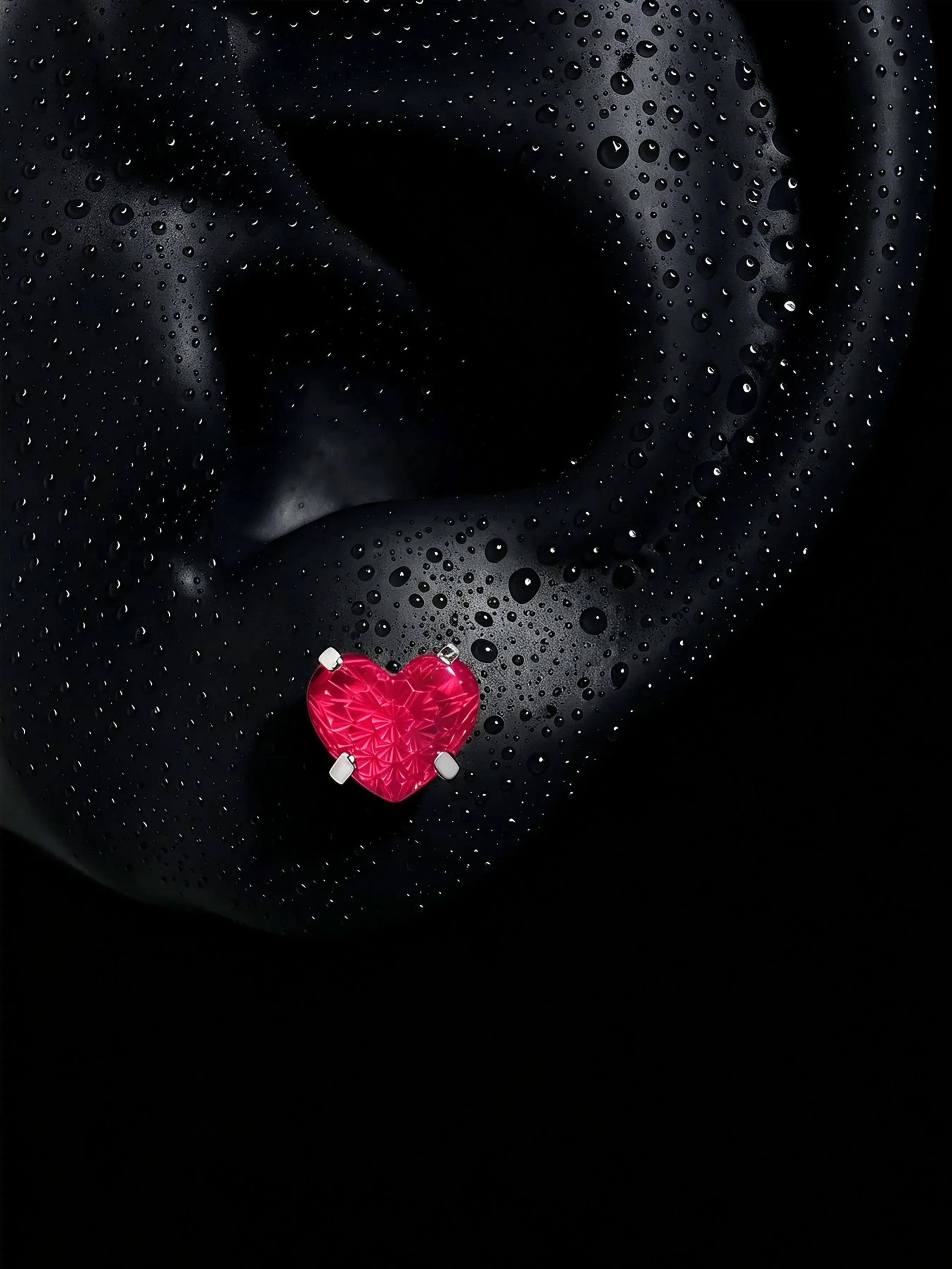 1 Pc Heart Zircon Firework Cut Earrings, Peach Heart Titanium Steel Ear Studs, Fashion Jewelry for Women, Unique Gift Idea