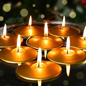 3 inch 36 Packs Gold Floating Candles 8-9 Hours Burning Water Candles for Cylinder Vases Pool Wedding Mother's Day Centerpieces
