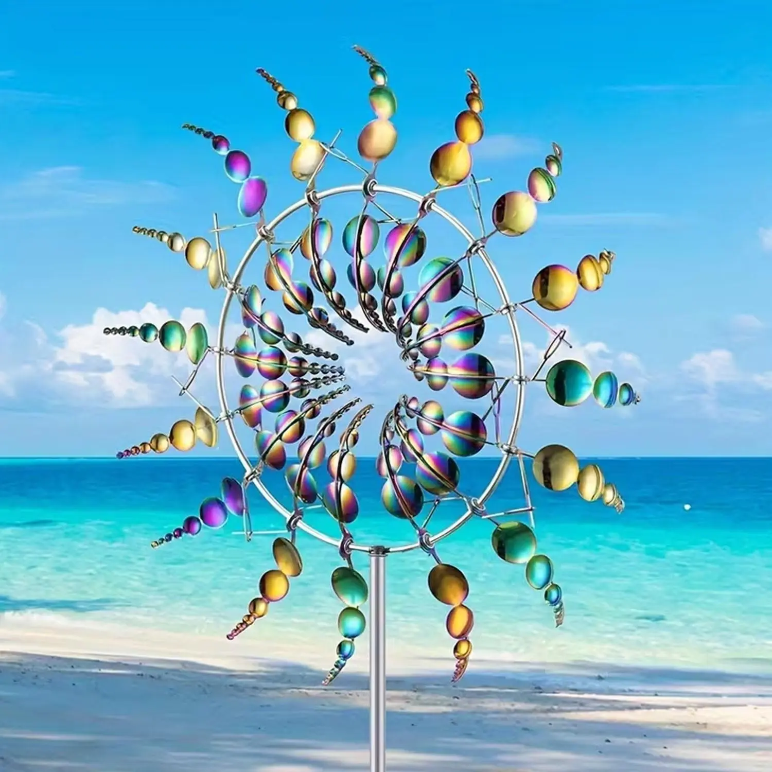 Diy dynamic decorative windmill set, an outdoor landscape ornament that can rotate by wind power. It can be used to decorate gardens and terrace areas, enriching the visual effect of outdoor spaces.