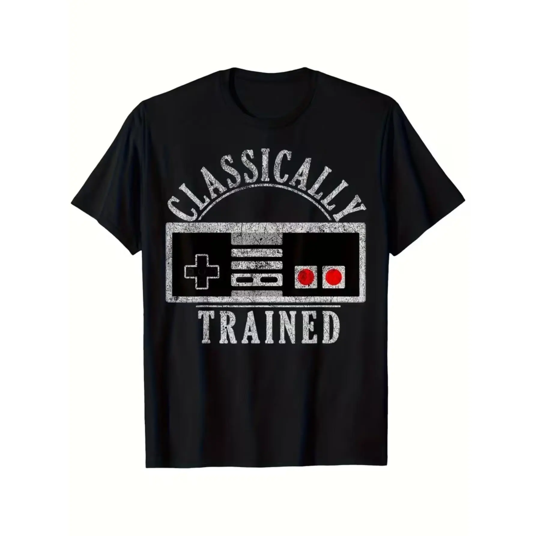 Men's Vintage Gaming T-Shirt with Retro Console & Controller Print - Loose Fit Short Sleeve Tee, Classic Video Game Design for Casual Wear, Gamer Apparel, Year-Round Comfortable Shirt