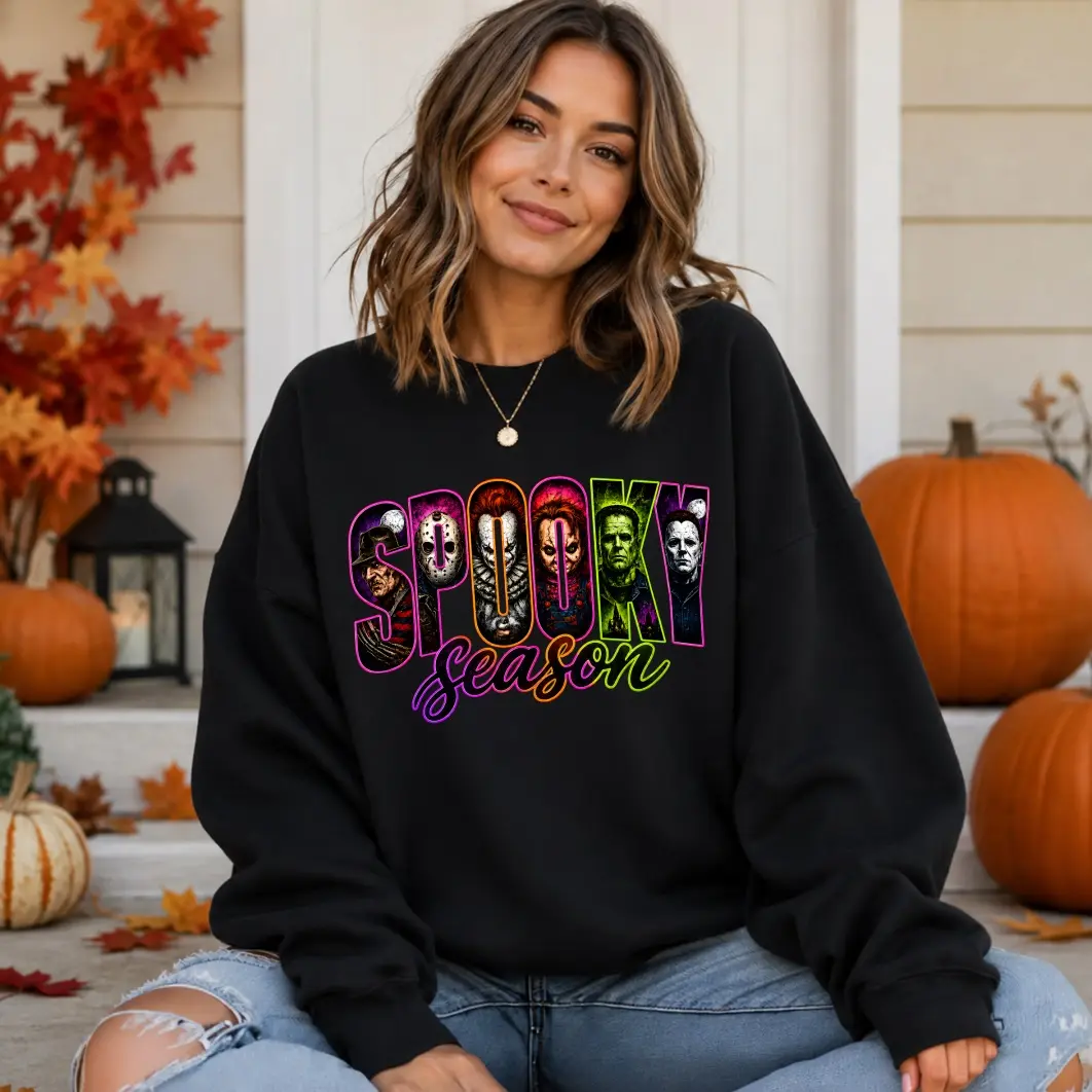 Women’s Neon Horror Halloween Graphic Sweatshirt, Spooky Full Moon Bat Print Crewneck Pullover, Cozy Long Sleeve Fall Top, Vintage Autumn Shirt for Halloween Parties, Pumpkin Patch Trips, Weekend Wear & Seasonal Gifts