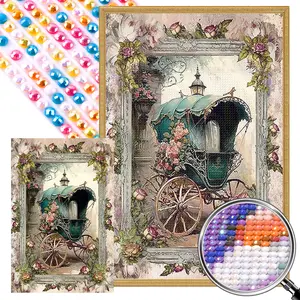 5D DIY Full Round Drill Partial AB Diamond Painting Carriage Art Decor 45x65cm