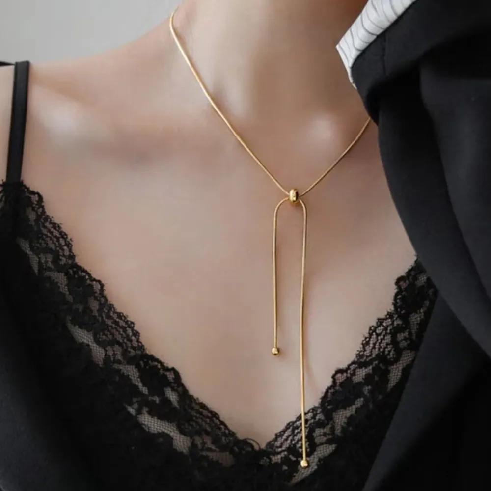 Personalized Snake Chain Adjustable Y Necklace for Woman Clavicle Pendant Stainless Steel Necklace Women's Holiday Gift Jewelry