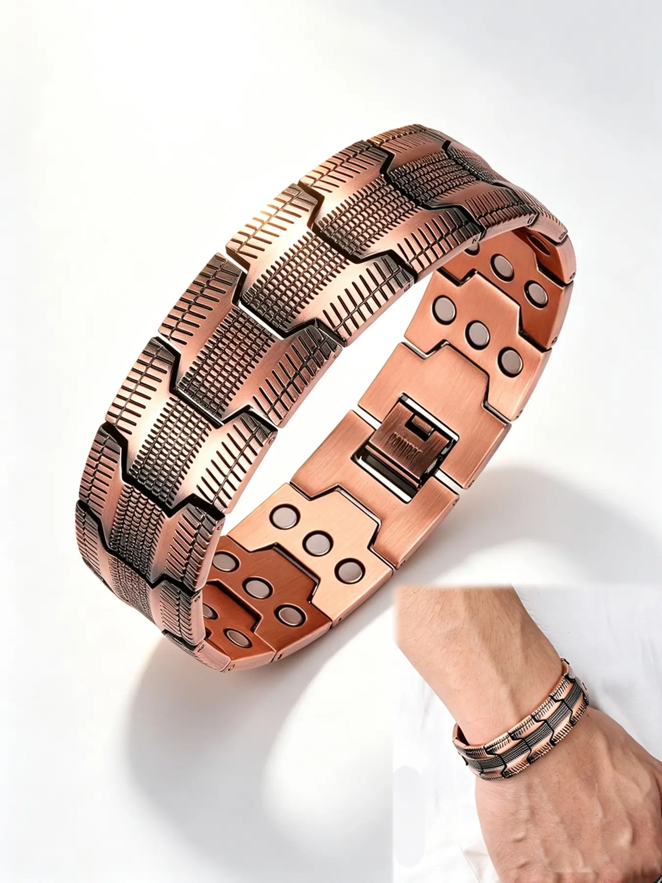 99.9% Pure Copper Magnetic Bracelet for Men – 3500 Gauss Magnets, Adjustable & Hypoallergenic. Stylish Wellness Gift for Him, Relieve Fatigue & Boost Energy, is a jewelry magnetic bracelet for daily wear