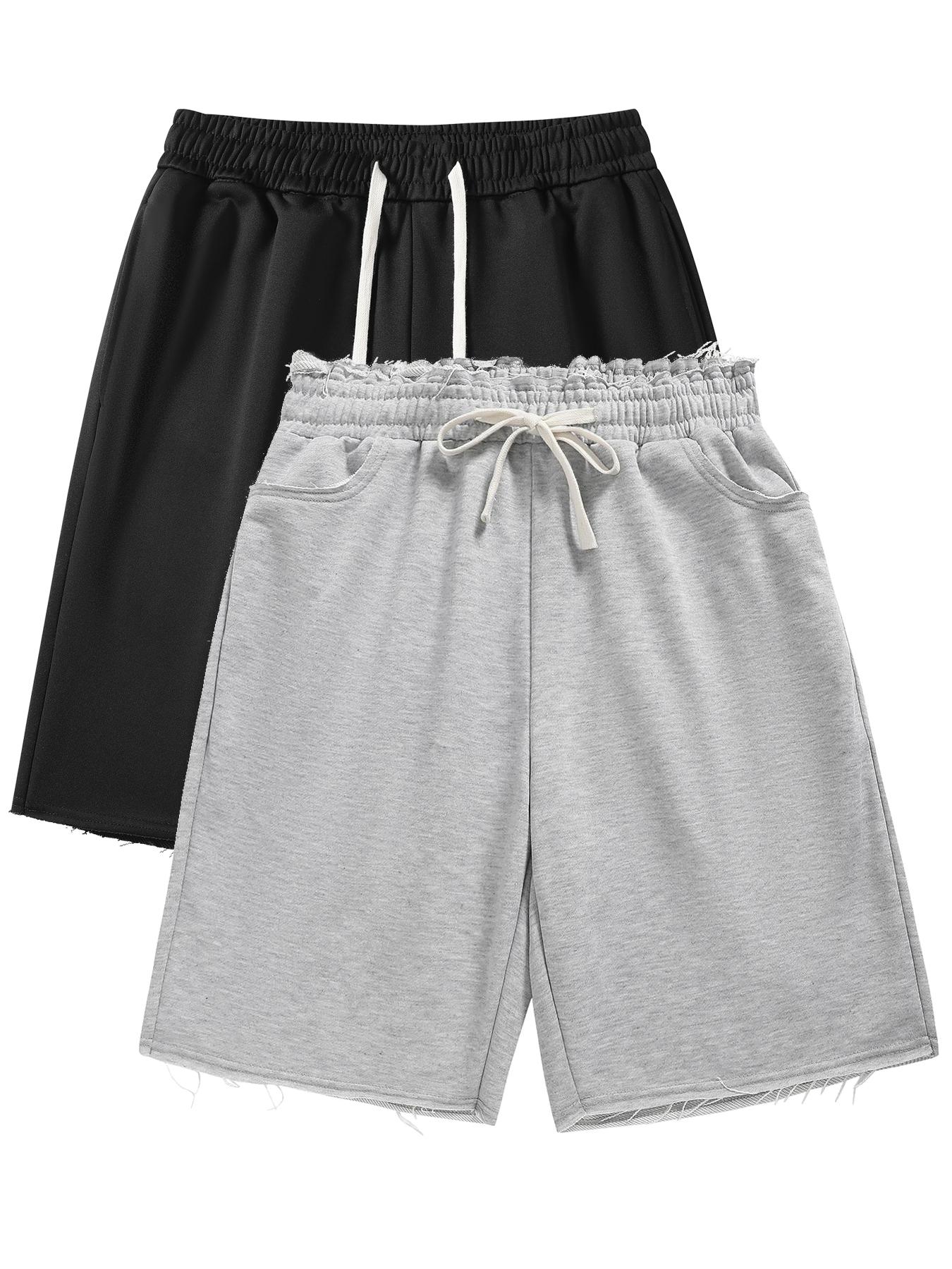 Men's Street Style Raw Hem Solid Color Shorts, Basic High-Street Skateboard Style, Summer Casual Wear, Shorts