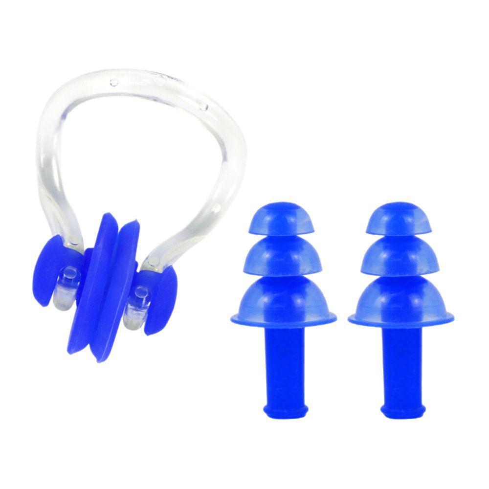 Nose Clip and Earplug Set for Adults - TPE Material - Dark Blue, Black, White, Pink, Sky Blue - Ideal for Swimming and Wading Sports - Solid Color