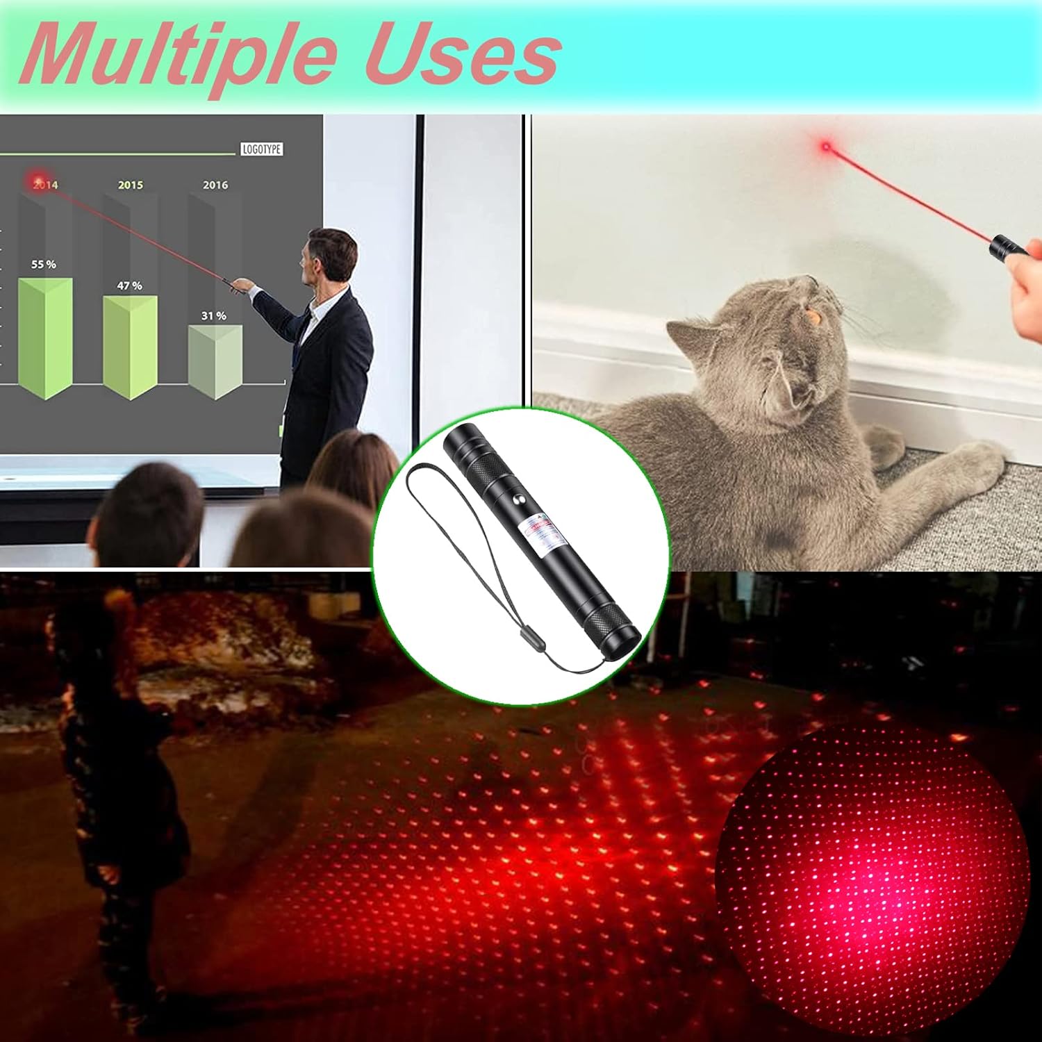 Rechargeable Green Laser Pointer/ Line Light Flashlight Long Distance Range for TV/LED/LCD Screens  Flashlights Presentation, Laser Pointer Cat Toy,Office / Outdoors / Astronomic / Construction