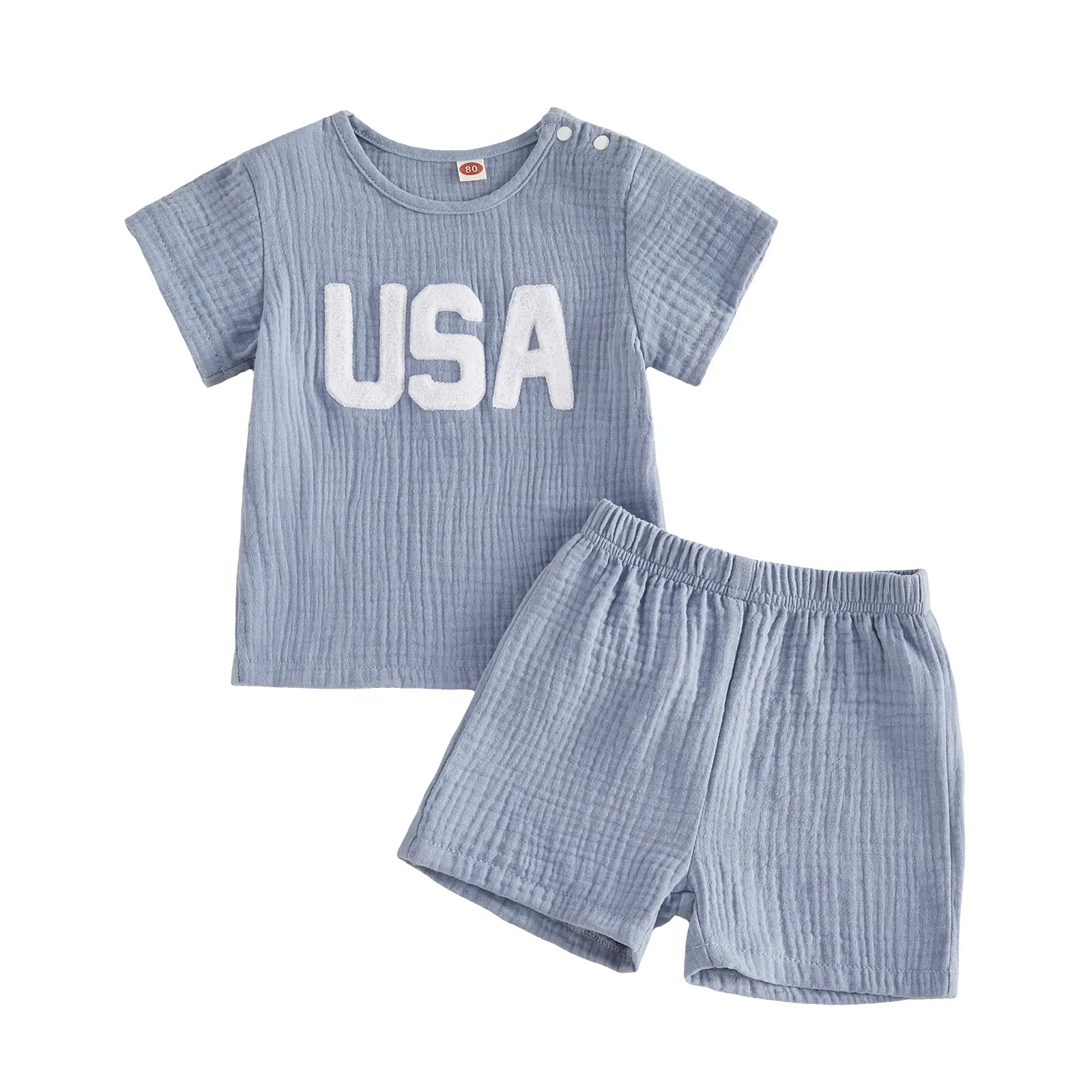 FOCUSNORM Baby Boy 2 Pcs Summer Outfits Casual Round Neck T Shirt Short Sleeve Letter Print Tops + Elastic Waist Shorts Infant Baby Boys Toddler Set Summer Clothes