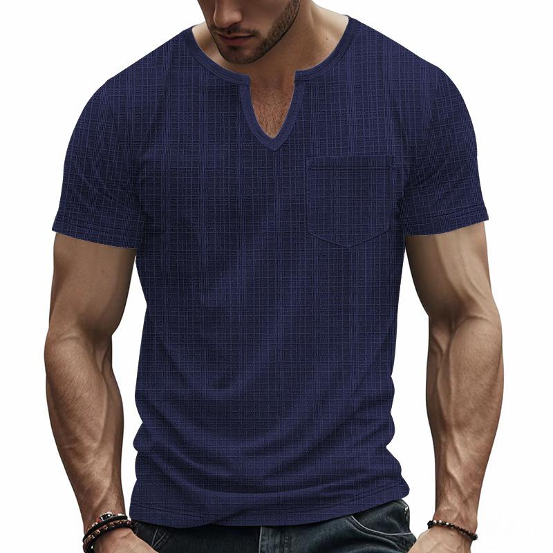 Summer Men's Imitation Hemp Bamboo Joint Loose Breathable Casual V-neck Quick-drying Short-sleeved T-shirt