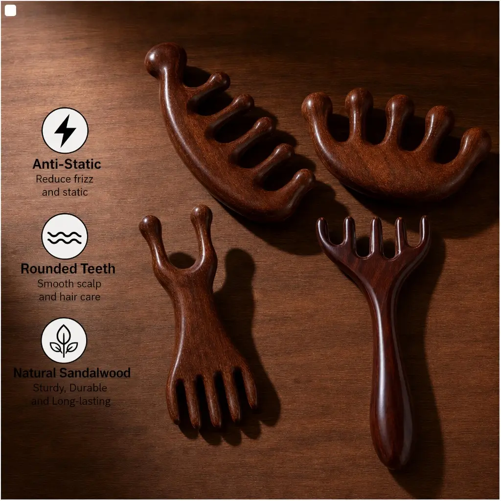 4pcs Head Massage Combs for Men and Women, Gua Sha Scalp Massager, Anti-Static, Wide Teeth Design, Portable, Perfect Gift