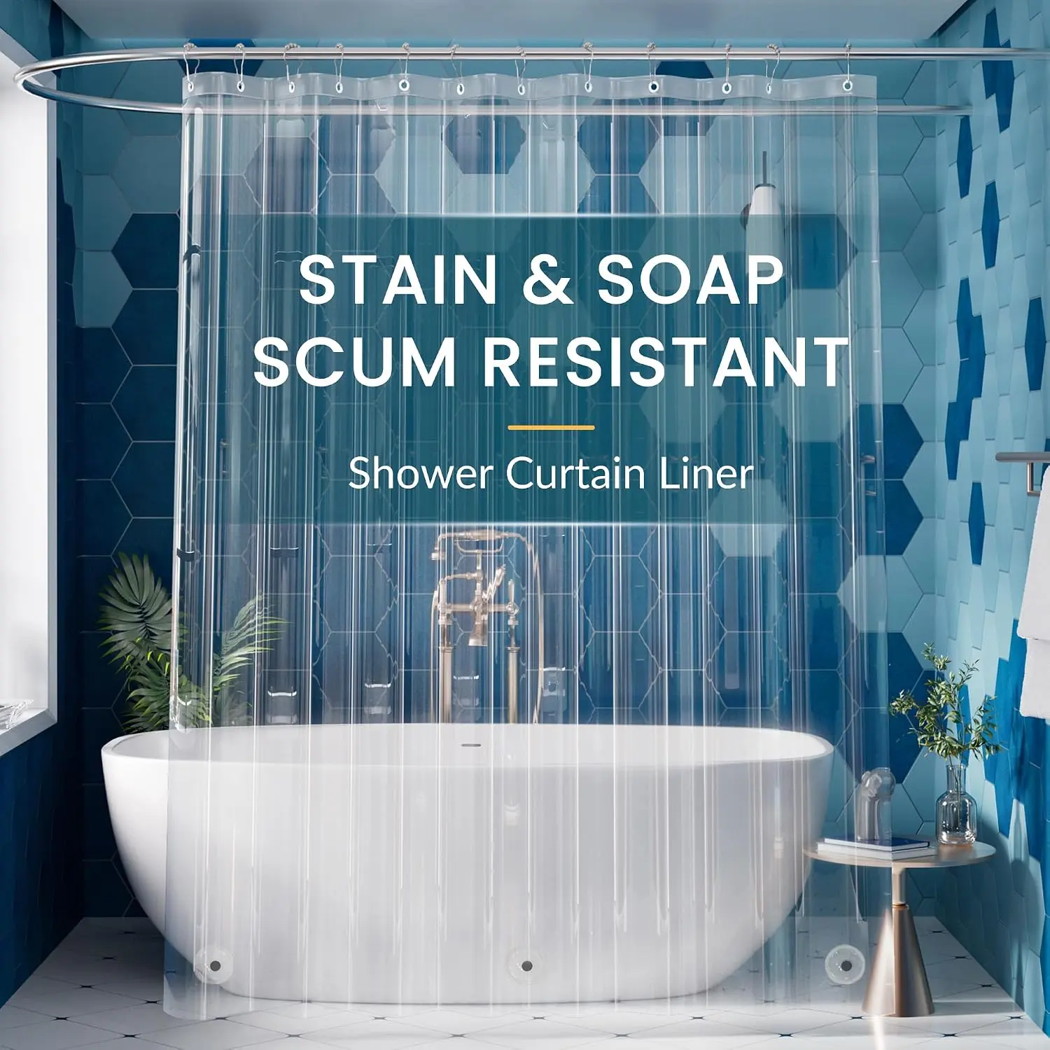 Clear Shower Curtain Liner Plastic Long Shower Liner 72 x 78 PEVA Lightweight Waterproof Shower Curtains for Bathroom with Magnets and Rustproof Grommets
