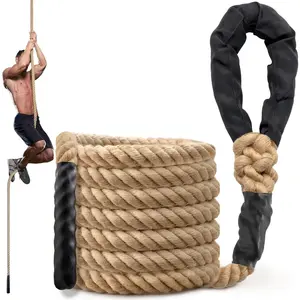Climbing Rope Gym Workout 10FT 15FT 20FT 25FT 30FT 35FT 1.5 Inch Heavy Duty Jute Thick Ropes for Adults Strength Training Outdoor Tree Swing Indoor Home Fitness Exercise
