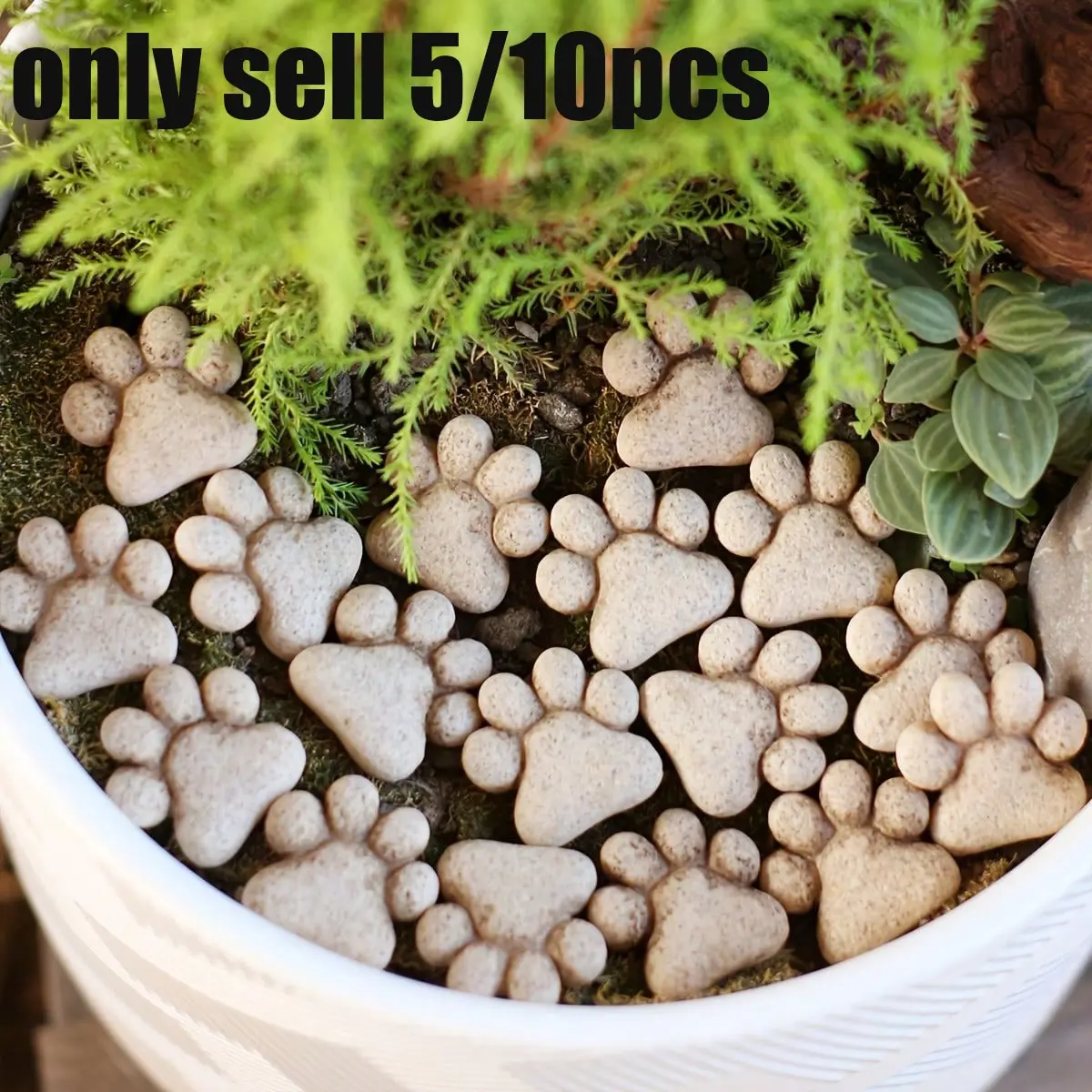 5/10 Pcs Cat Paw Resin Garden Decor, Path Stones for Outdoor Courtyard Lawn, Bonsai Decoration, Cat Lovers Gift, Festival Souvenir