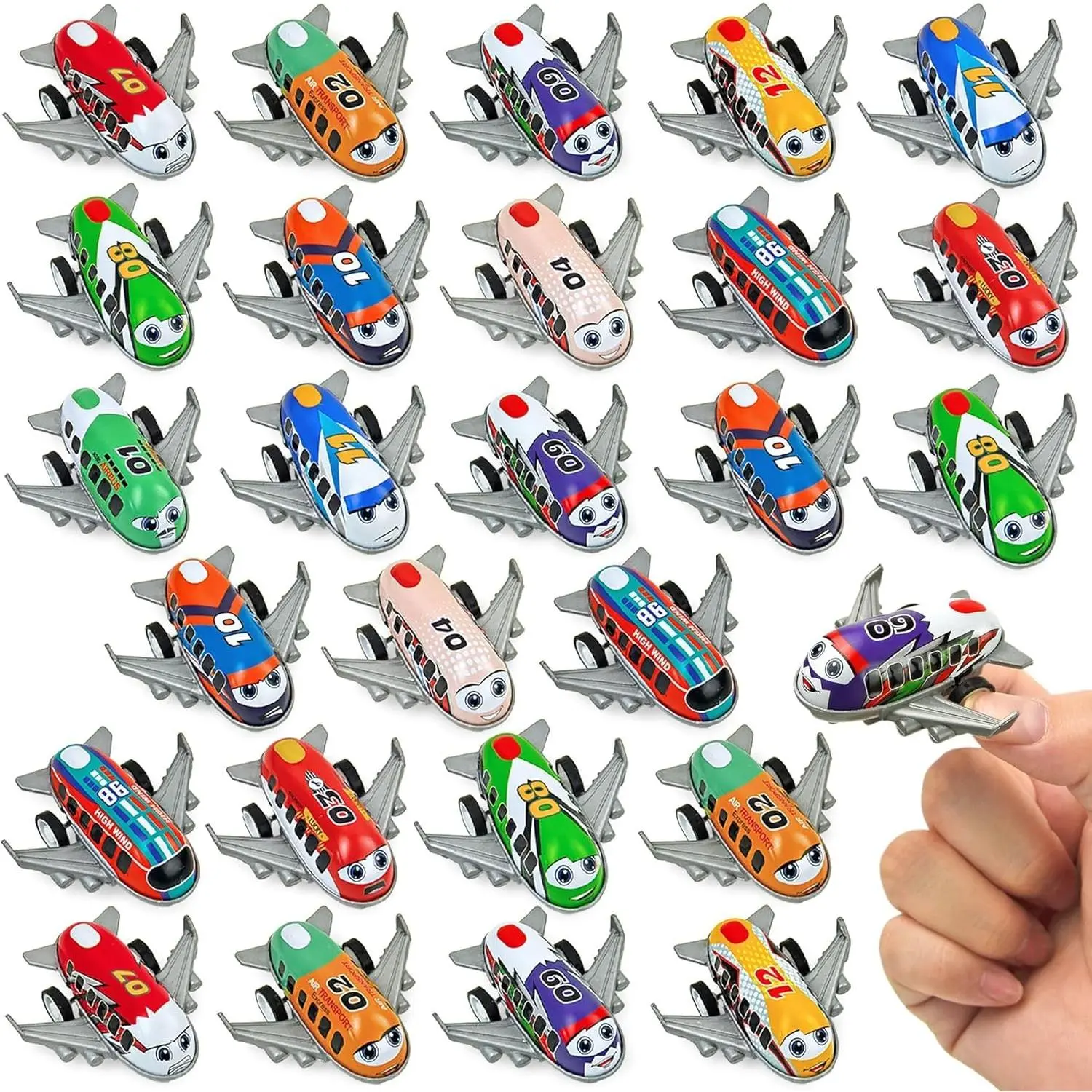 27 PCS Metal Shell Pull Back Airplane Toys for Kids – Cartoon Mini Airplanes with Plastic Base for Party Favors, Classroom Treasure Box Prizes, Goodie Bag Stuffersfidget toys