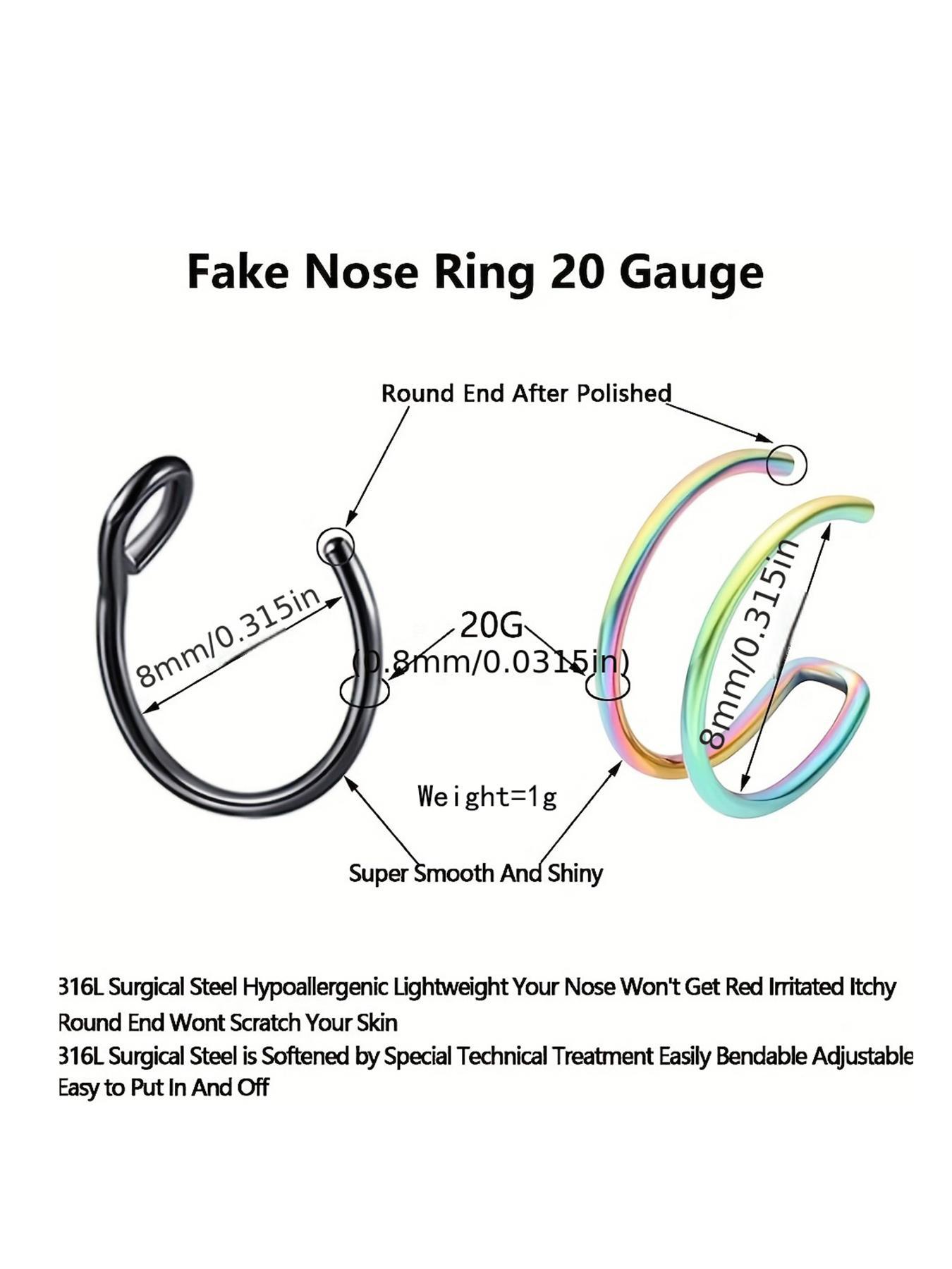 2024 Summer Unisex Punk Style U-shape Nose Rings Without Piercing, Simple Plain Stainless Steel Magnetic Nose Ring, Fashionable Versatile Body Jewelry Non Piercing Jewelry for Men & Women