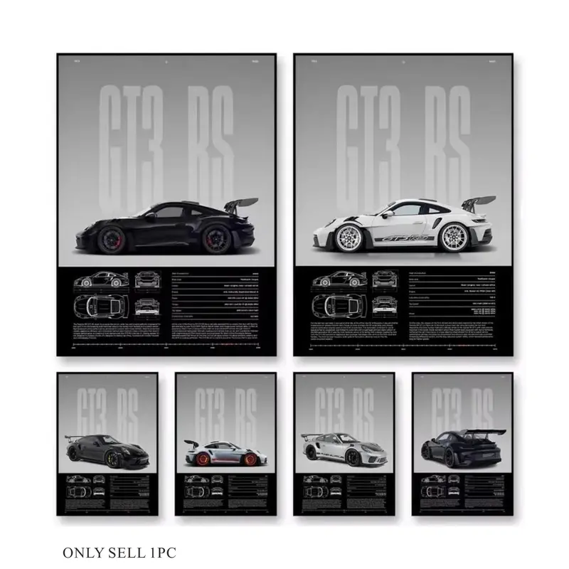 1PC, frameless, super sports car poster canvas painting, Canvas Print, for living room, bedroom, office decoration, 20 options available
