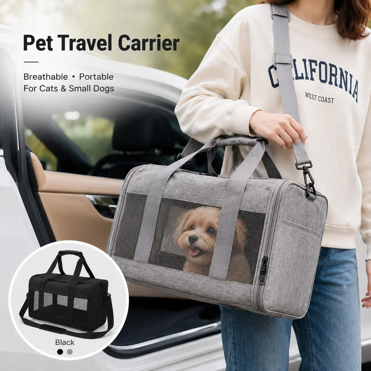 Soft Edge Mesh Pet Travel Bag, Carried Pet Outing Cat Bag, Shoulder Crossbody Pet Bag, Portable Breathable Large Capacity Cat Bag