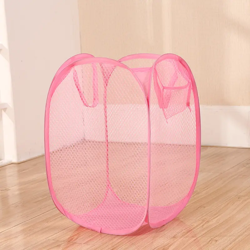 Organize Your Laundry with this Collapsible Laundry Hamper Pop-up Mesh Basket - Perfect for Clothes, Socks, Underwear and Toys!