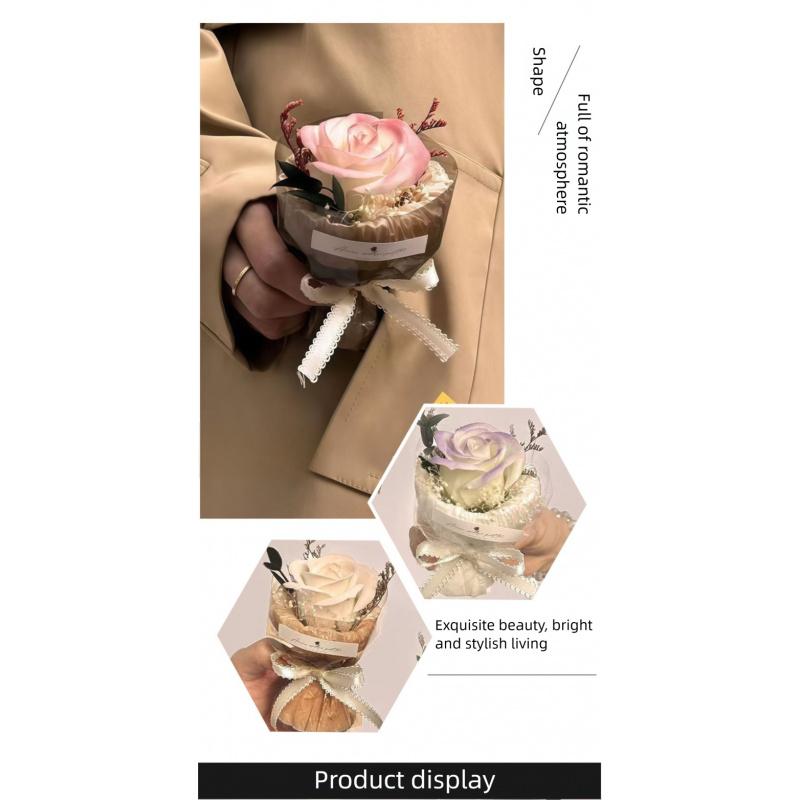 Mini Preserved Rose Bouquet in Gift Box, Eternal Single Rose Flower Arrangement, Romantic Valentine's Day Gift for Her, Mother's Day & Anniversary Home Decor