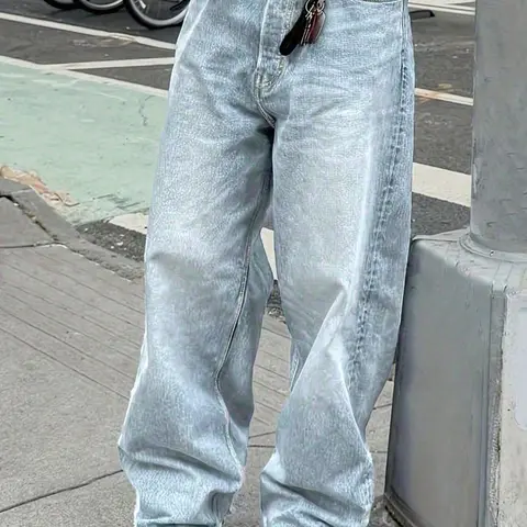 Men's Wide Leg Jeans, Loose Fit Baggy Oversized Casual Streetwear Denim Jeans, Washed Y2K Streetwear Style, All Season Wear, Unique Washing, Comfortable and Stylish, Menswear