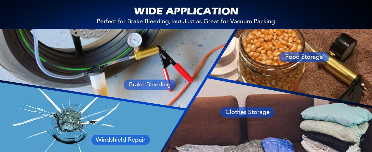 Orion Motor Tech Brake Bleeder Kit with Hand Vacuum Pump and Adapters, Brake Bleeding Kit for Brake Fluid Power Steering Fluid More, Vacuum Brake Bleeder Pump with Pressure Gauge Gray/Black/Blue, Car Diagnostic Tools, Limited Time Deal