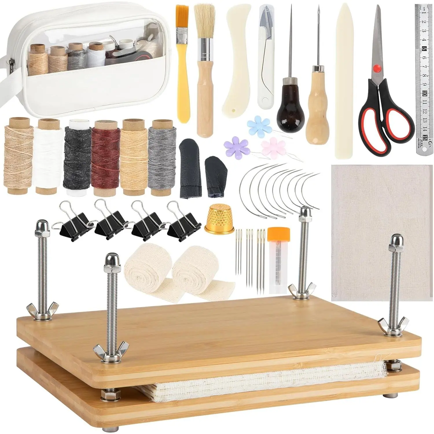 50 Pcs Book Binding Kits for Beginners - Complete DIY Kit with Tools & Instructions, 11.6 x 7.8 Inches
