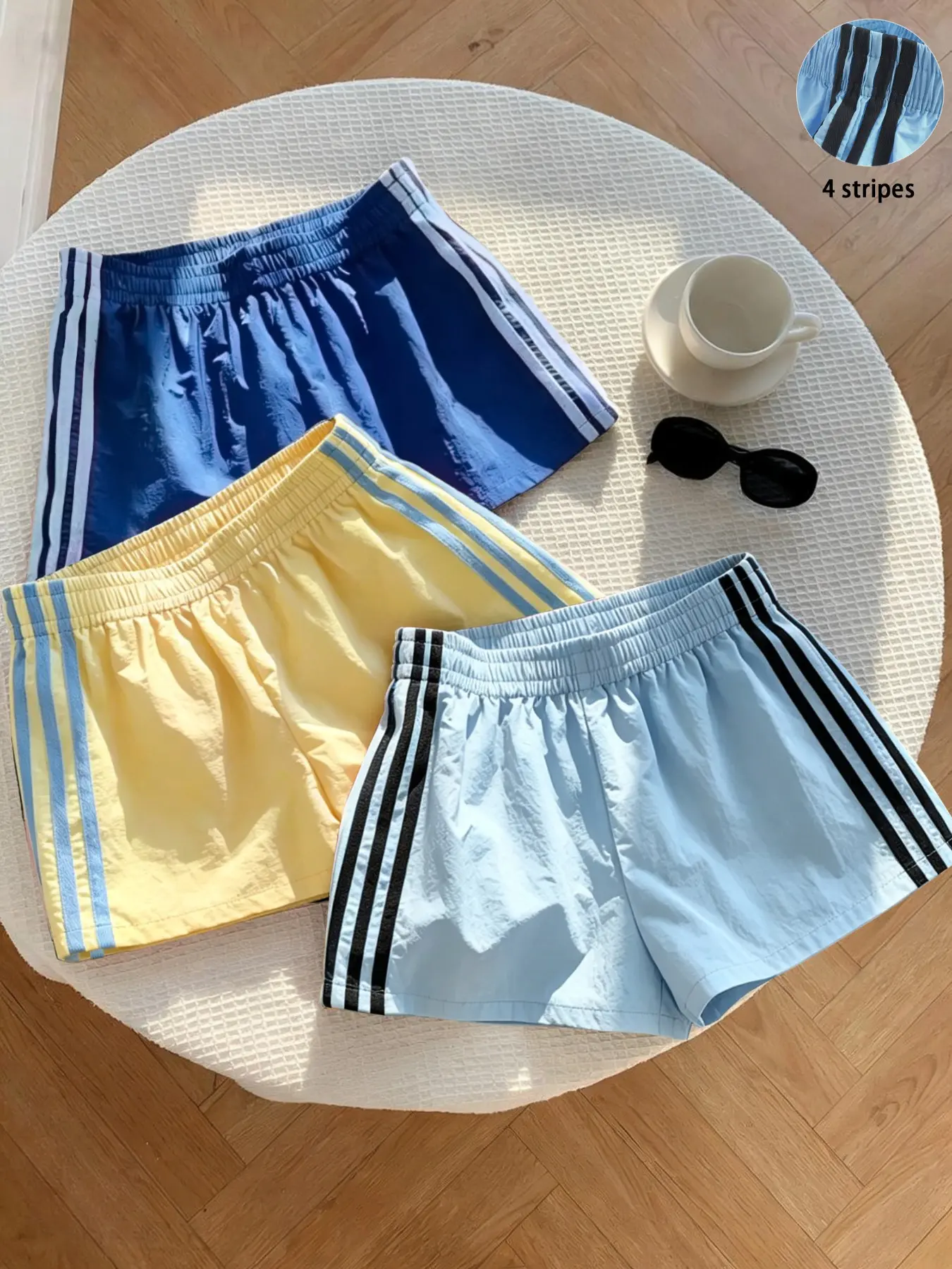 Women's Summer Striped Lightweight Athleisure Shorts, Elastic Waist Loose-Fit Workout Shorts, Casual Beachwear, Multiple Colors Available, Loose Sporty Shorts Women's Summer Striped Lightweight Athleisure Shorts, Elastic Waist Loose-Fit Workout Shorts, Casual Beachwear, Multiple Colors Available, Loose Sporty Shorts