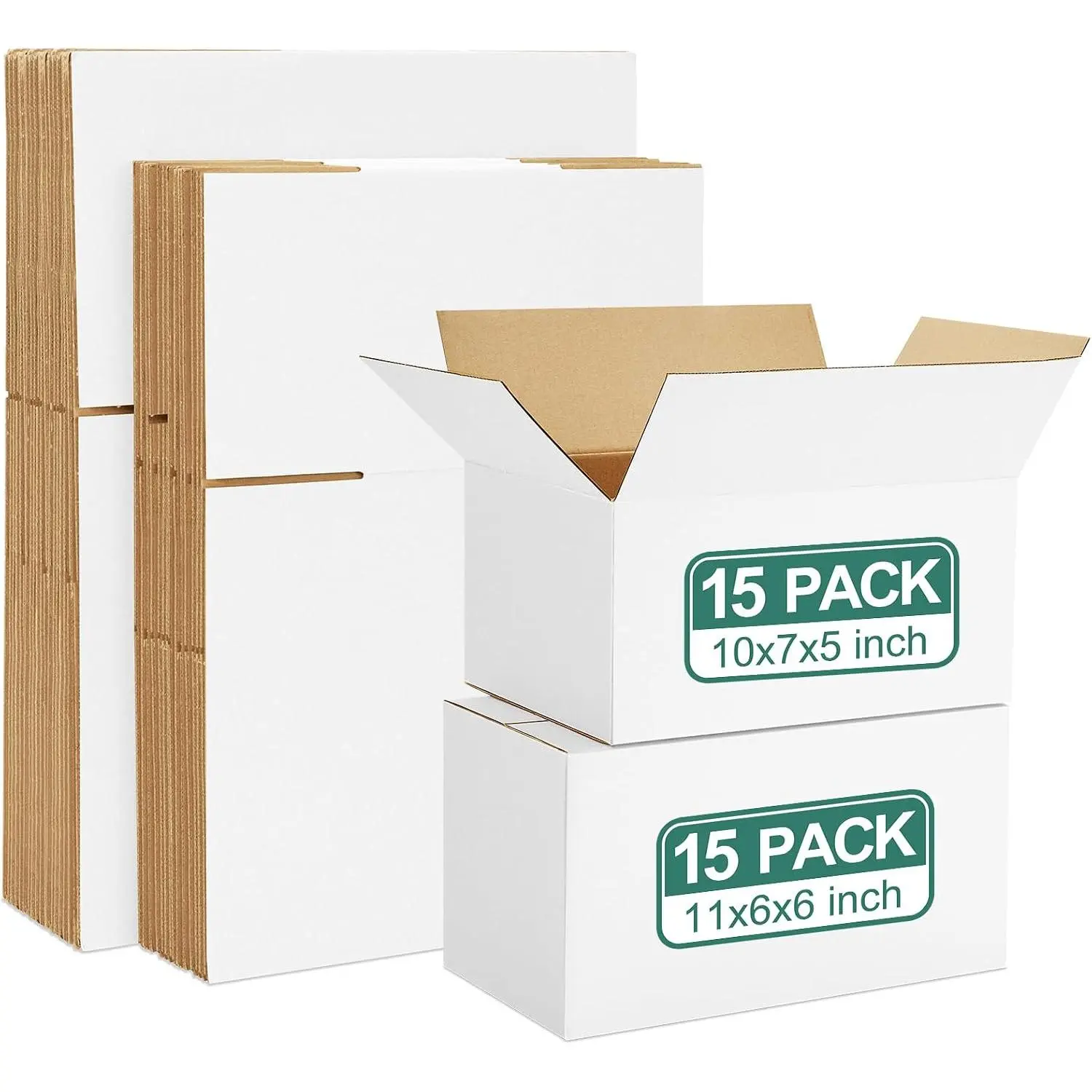 30 Pack Small Shipping Boxes  Sizes, 4x4x4 & 5x5x5 & 6x6x6 10 count Each Small Boxes, White Corrugated Box Mailers, Cardboard Boxes for Packaging Small Business, Mailing