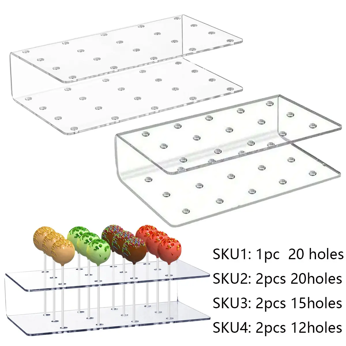 Acrylic Lollipop Holder Rack, Transparent Candy Storage Stand, Candy Display Stand, 12/15/20 Holes, Ideal for Weddings, Birthday Parties, Halloween Decorations