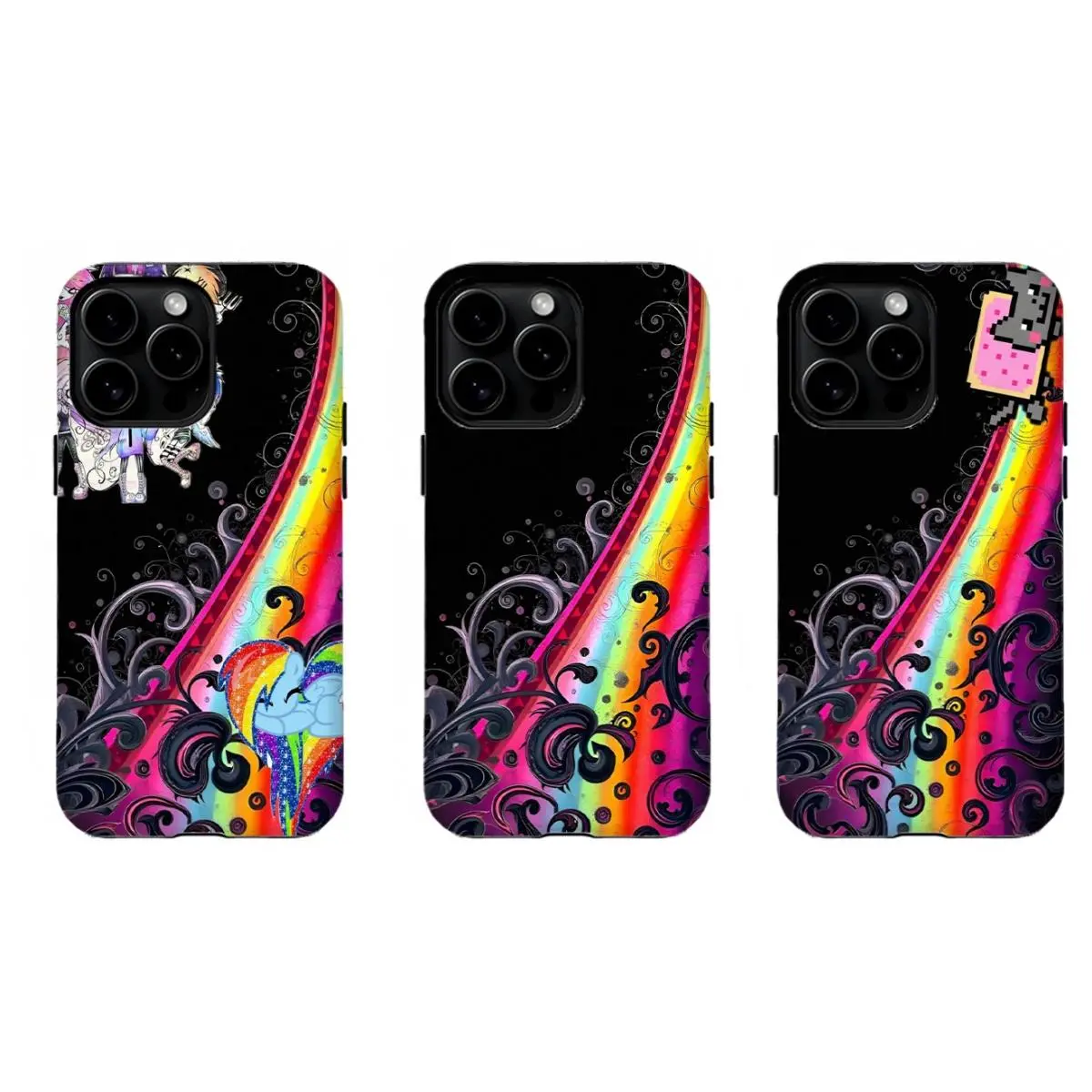 Rainbow Dash My Little Cat Print Shockproof Phone Case, Gothic Swirl Rainbow Y2K Anti-Drop Protective Cover,for iPhone 17/16/15/14/13/12/11 ProMax Plus for Samsung phones,an excellent gift for friend or fans.