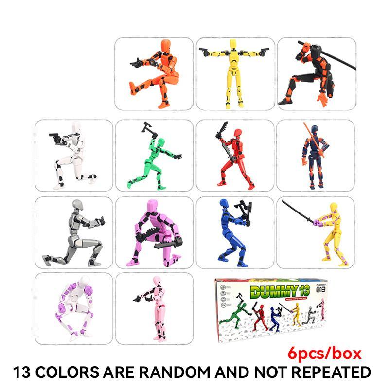 Action Doll Toy, 6-Count 3D Trend Toy Model Set, Articulating Figures, Action Figurine, Multi-Jointed Movable DIY Assembled Digital Man Figure, Realistic Desktop Decoration Ornament Handmade Grape Crystal Mochi Cute Toothed Plush