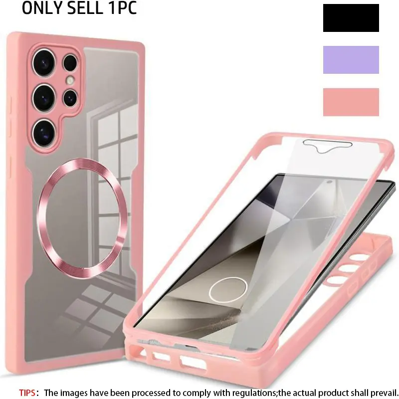 Luxury 360 Full Protection Shockproof Hard Protective Cellphone Case Cover Mobile Phone Casing for Samsung Galaxy S26 S25Ultra s24 Ultra/s24+/s23 Ultra/s23 Fe/s22 Ultra, Durable Tpu & PC Material Magnetic MagSafe, Magnetic Closure