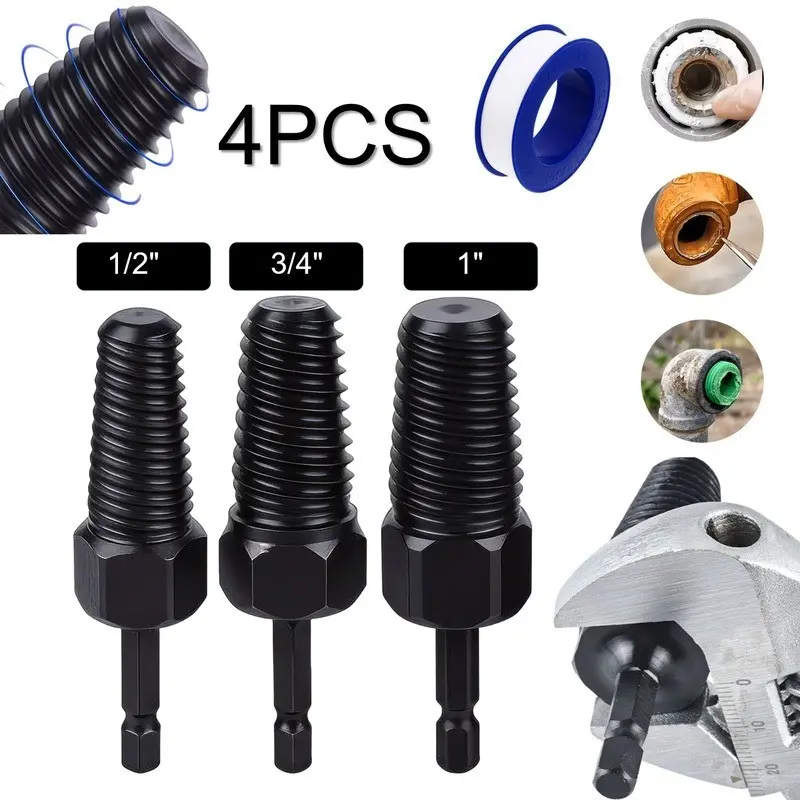 4-Piece Multi-Functional Pipe Repair Kit, 4/6/1 Inch Broken Screw Removal Tool Set, Drainage Pipeline Maintenance Tools, Plumbing Toolset