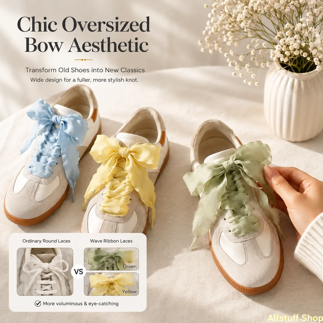 6pcs Pleated Lace Shoelaces - Decorative Ruffle Shoe Strings for Women Canvas Sneakers Casual Shoes Accessories