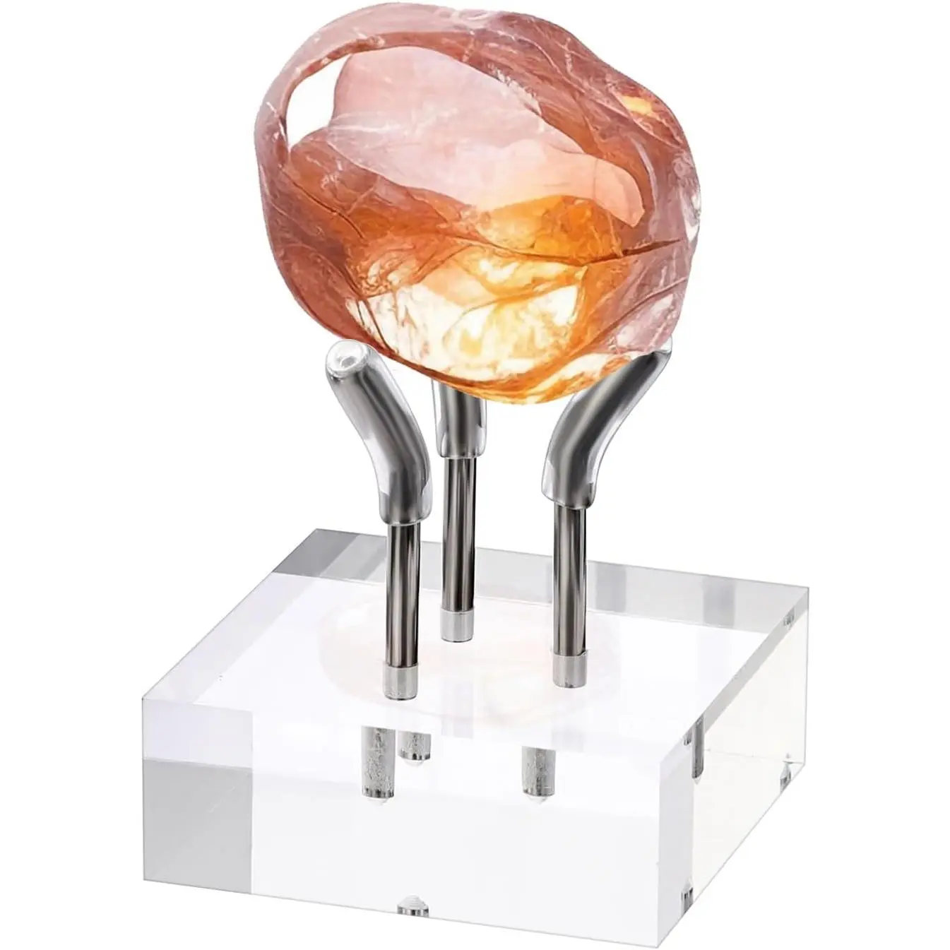 Display Stand, Three Metal Peg Display Easel Small  Base for Sphere  Ball Mineral Geodes Rock  Small Collectibles,