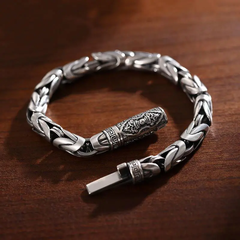 Vintage Men'S Peace Woven Bracelet with Vajra, Stylish Hip Hop Niche Thai with Handmade Creativity