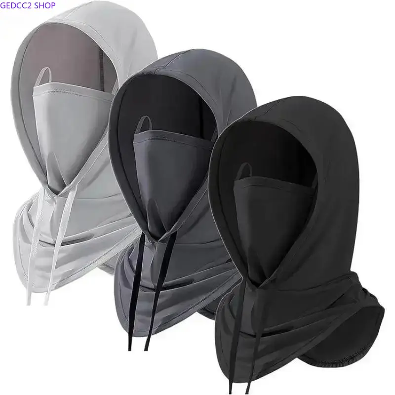 3-Pack Hooded Balaclava, Lightweight Cooling Fabric Face Cover with Adjustable Drawstring, UPF 50+ UV Shield for Running, Offroad Sports & Skiing, Ski Mask, Uv Protection, Cooling Material, Cs Games, Dustproof, Hiking, One Size, Multi