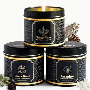 Candle  Set of 3 Sage Pine|Jasmine|Black Rose  Scented Soy Candels  Non  Velas Aromaticas Favors for Women Coworkers  Guests Also for Fall Diwali Christmas Holidays