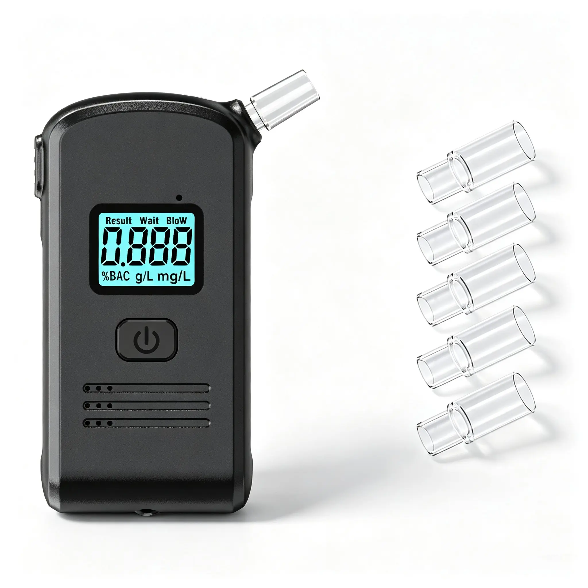 iezcetom Pocket Compact Breathalyzer - Digital Alcohol Tester with 5 Replacement Mouthpieces, Portable Breath Analyzer Gadget, Night Out Party Essentials & Driver Car Accessories, Practical Gifts for Men