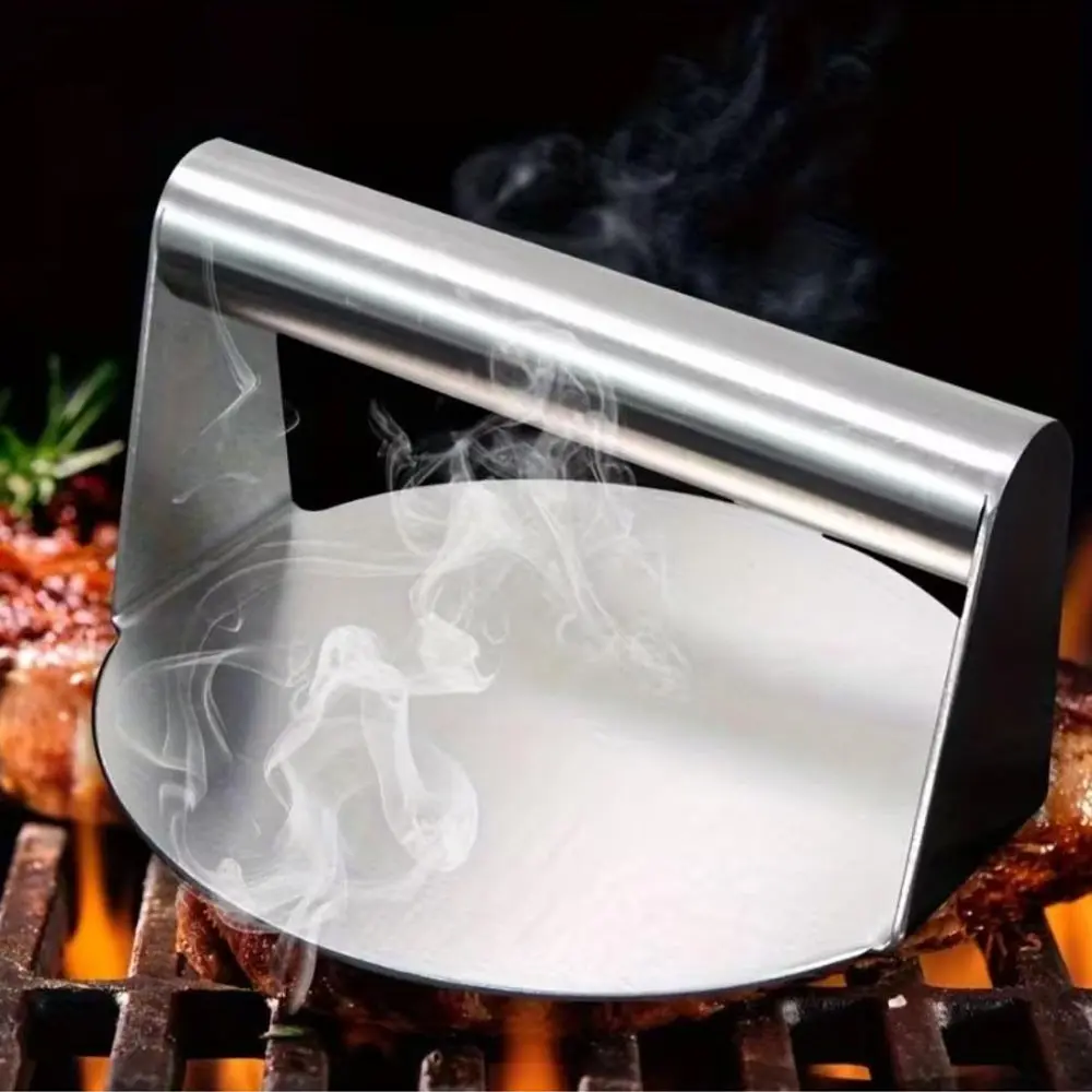 1Pc Solid Stainless Steel Dough Presser, Rust-Proof Manual Flat Press Mold with Smooth Easy-to-Clean Surface, Perfect for Tortillas, Burger Patties & Home Kitchen Baking